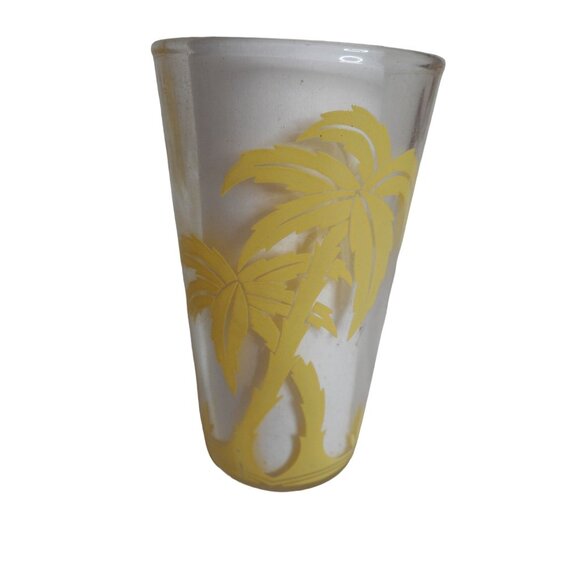 Lot of 6 Vintage Hazel Atlas Yellow Palm Tree 3.5" Juice Glasses Swanky Swigs - Picture 4 of 6